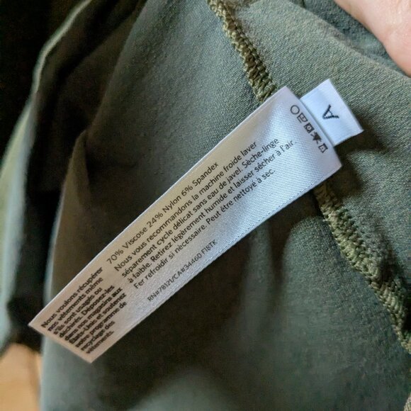 Eileen Fisher Olive Green Viscose Boxy Short Sleeve Dress Large Lagenlook Pocket - Picture 7 of 11